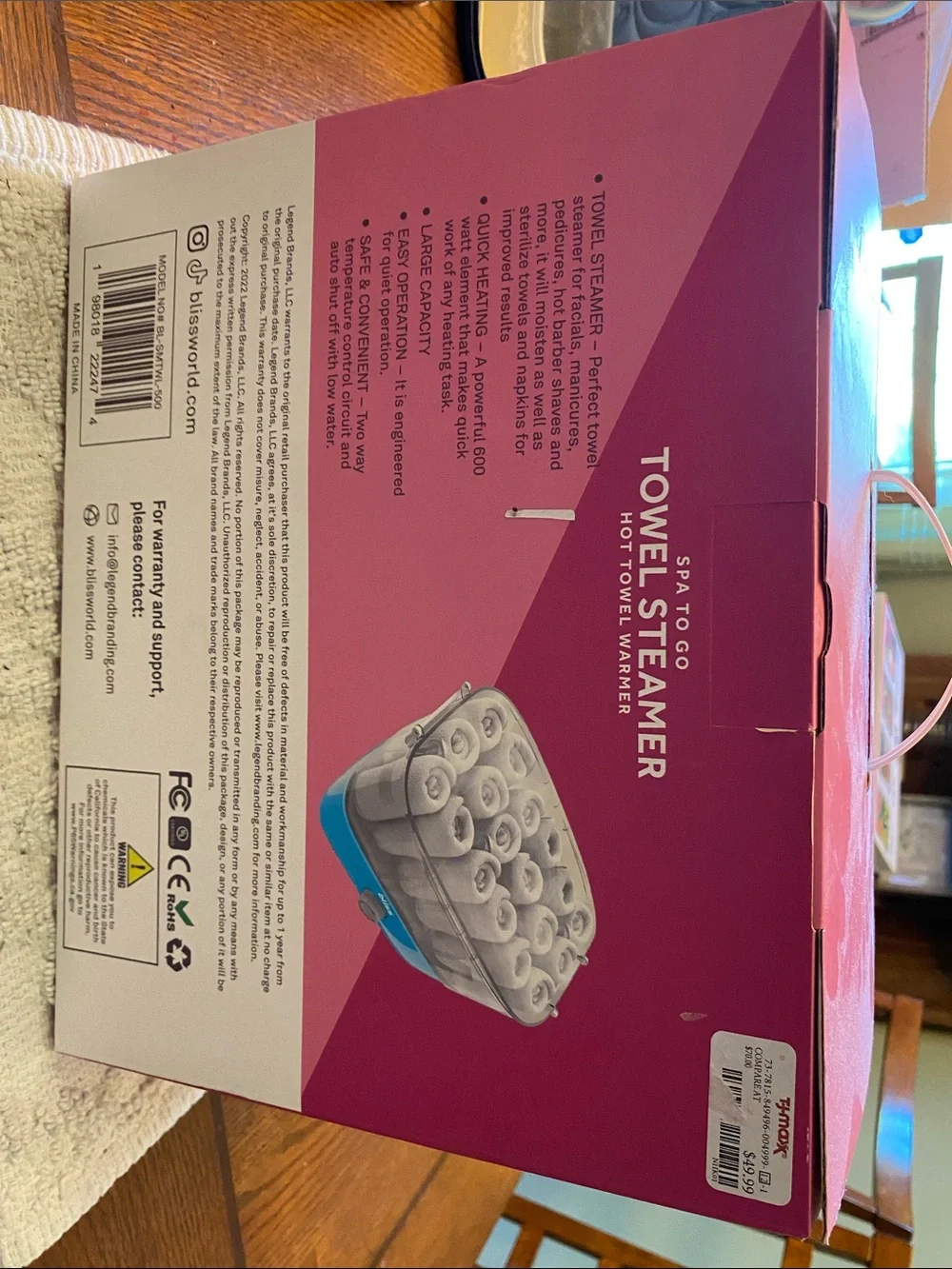 Bliss towel steamer